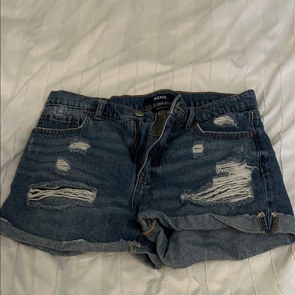 Aeropostale Distressed Blue Jean Shorts